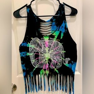 Tie die crop top tank top. Made and bought in Thailand.